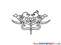 Birds for Kids Valentine's Day Colouring Page