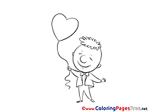 Boy Balloon Heart download Valentine's Day Coloring Pages