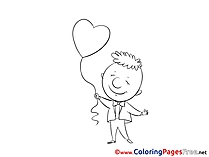 Boy Balloon Heart download Valentine's Day Coloring Pages