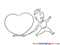 Boy with Heart Coloring Sheets Valentine's Day free