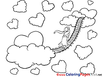 Bridge in Sky Colouring Sheet  Valentine's Day