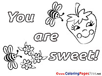 Bugs You Are Sweet free Valentine's Day Coloring Sheets
