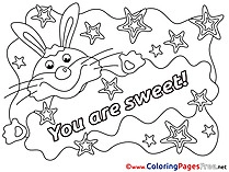 Bunny You Are Sweet Colouring Sheet download Valentine's Day
