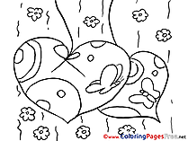 Butterflies Hearts free Valentine's Day Coloring Sheets