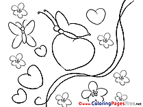 Butterflies Valentine's Day Hearts Colouring Sheet free