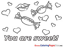 Candies Children Valentine's Day Colouring Page