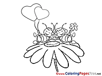Chamomile Bees Love Valentine's Day Colouring Sheet free