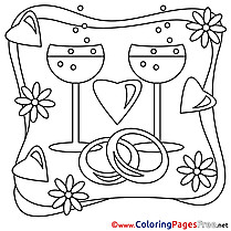 Champagne free Colouring Page Valentine's Day