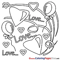 Colouring Page Valentine's Day free Love