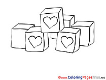 Cubes Valentine's Day Coloring Pages free