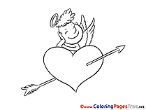 Cupid Heart Valentine's Day Coloring Pages free