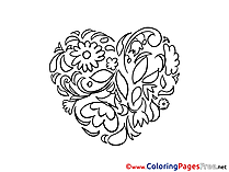 Flowers Heart Coloring Pages Valentine's Day for free