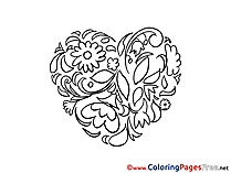 Flowers Heart Coloring Pages Valentine's Day for free
