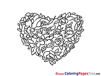 Flowers Heart free Valentine's Day Coloring Sheets