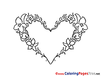 Flowers Heart printable Valentine's Day Coloring Sheets