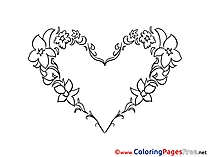 Flowers Heart printable Valentine's Day Coloring Sheets