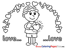 Free Boy Love Colouring Page Valentine's Day