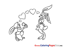 Gift Rabbits Love Valentine's Day free Coloring Pages