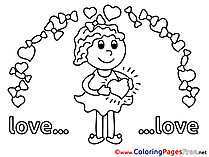 Girl Love Coloring Pages Valentine's Day for free