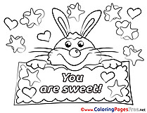 Hare You Are Sweet Kids Valentine's Day Coloring Page
