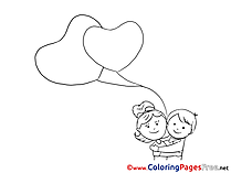 Huging Children Valentine's Day Colouring Page