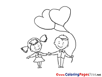 Kids Balloon Colouring Page Valentine's Day free