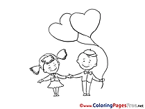 Kids Balloon Colouring Page Valentine's Day free