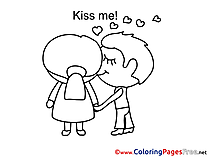 Kiss Me Colouring Page Valentine's Day free