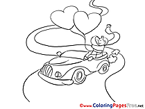Lovers Car Love Valentine's Day free Coloring Pages