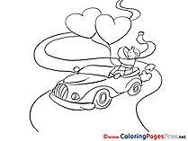 Lovers Car Love Valentine's Day free Coloring Pages