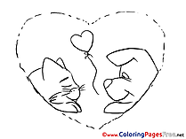 Pets Heart Coloring Sheets Valentine's Day free