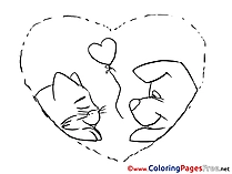Pets Heart Coloring Sheets Valentine's Day free