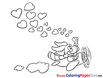 Plane Coloring Sheets Valentine's Day Hearts free