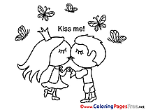 Princess Kiss Me Kids Valentine's Day Coloring Page