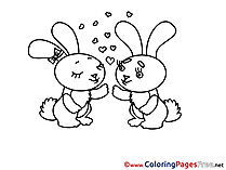 Rabbits Love Valentine's Day Coloring Pages free