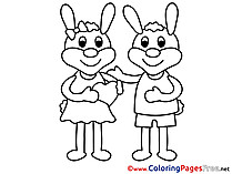 Rabbits Valentine's Day Colouring Sheet free