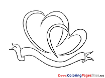 Ribbon Hearts Coloring Sheets Valentine's Day free
