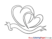 Ribbon Hearts Coloring Sheets Valentine's Day free