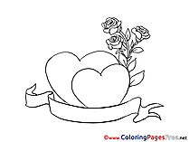 Roses Hearts Children Valentine's Day Colouring Page