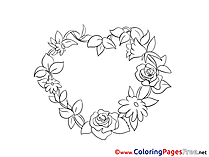 Roses Wreath Valentine's Day Colouring Sheet free