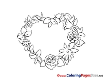 Roses Wreath Valentine's Day Colouring Sheet free
