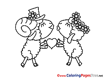 Sheeps Kiss download Valentine's Day Coloring Pages