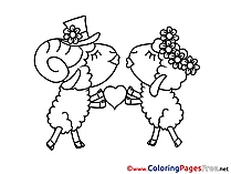 Sheeps Kiss download Valentine's Day Coloring Pages