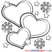 Snowflakes Kids Valentine's Day Coloring Page