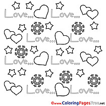 Stars Hearts Colouring Sheet download Valentine's Day
