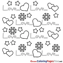 Stars Hearts Colouring Sheet download Valentine's Day