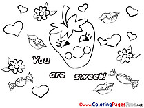 Strawberry You Are Sweet Valentine's Day Coloring Pages