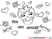 Strawberry You Are Sweet Valentine's Day Coloring Pages
