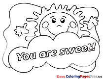 Sun You Are Sweet Coloring Sheets Valentine's Day