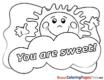 Sun You Are Sweet Coloring Sheets Valentine's Day